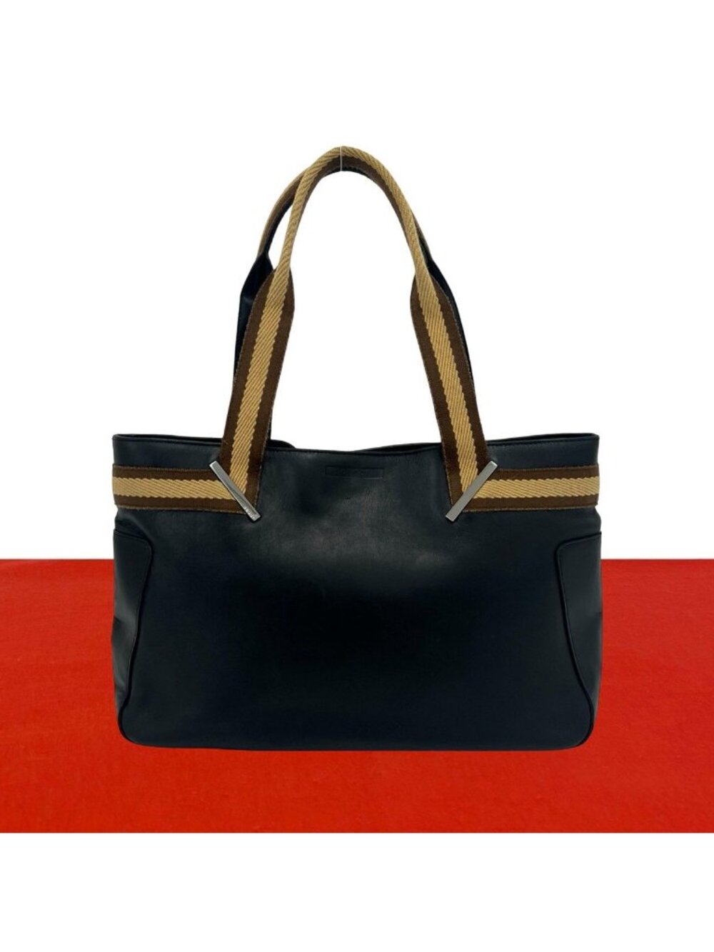 Gucci Sherry Line Leather Mini Tote Bag Black